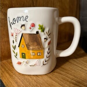 Cozy Cottage Mug - White with Yellow and Brown Design